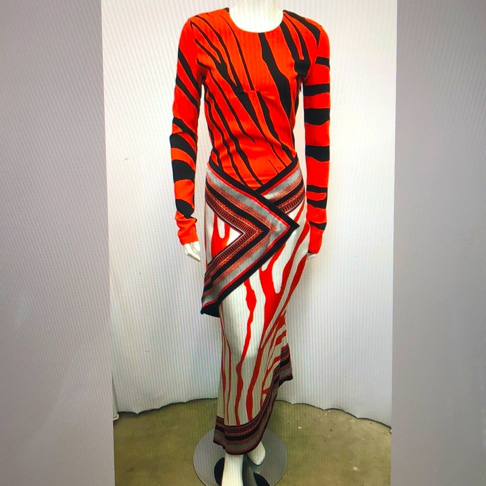 Robert Cavalli $2995 Cadmium Black Animal Dress 50
